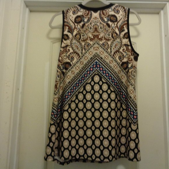 BOHO GEOMETRICS ART TANKY STRETCH TOP L - Picture 3 of 6